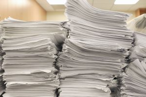 Tall stacks of printer paper